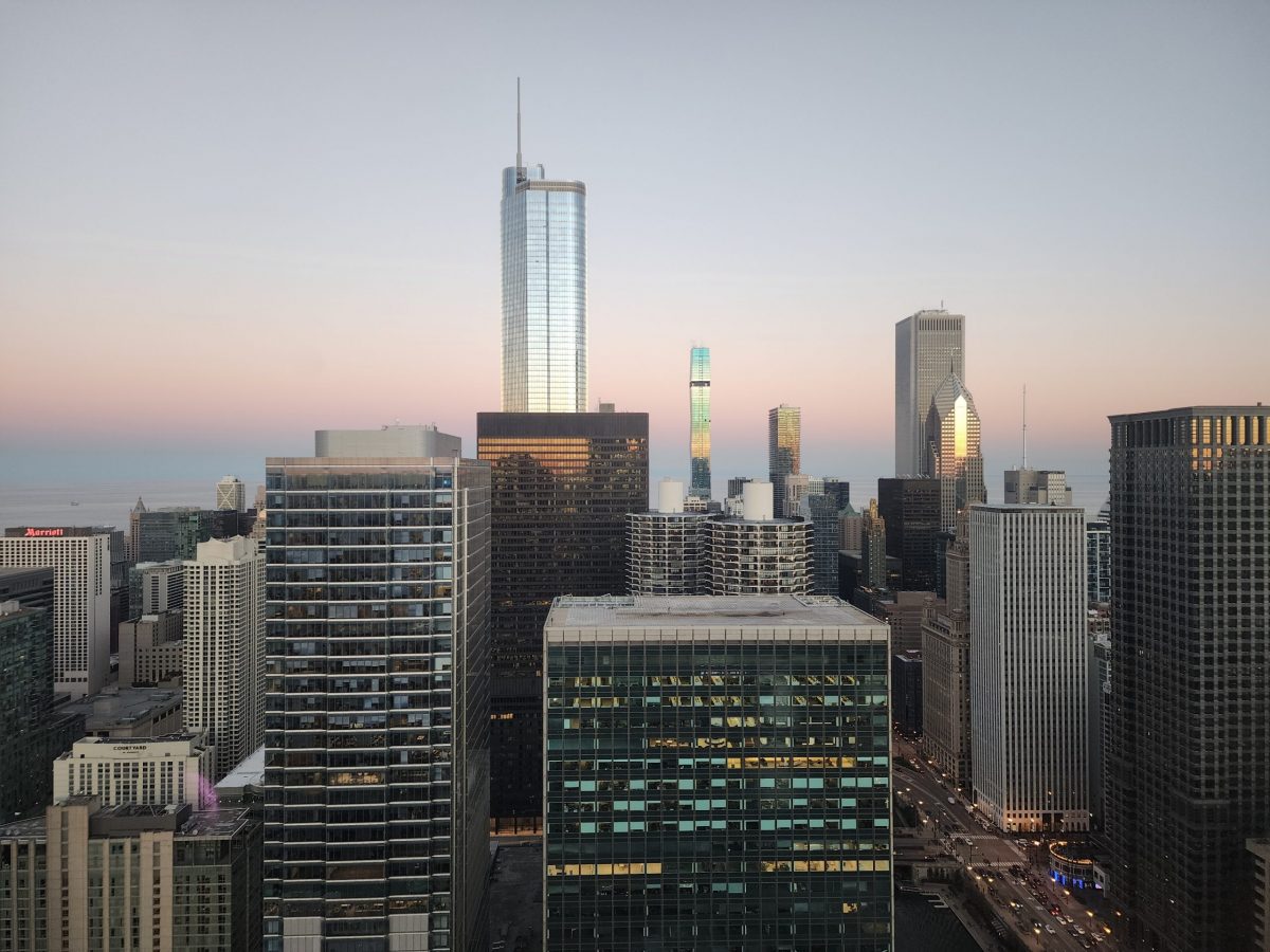 Chicago city scape at sunset