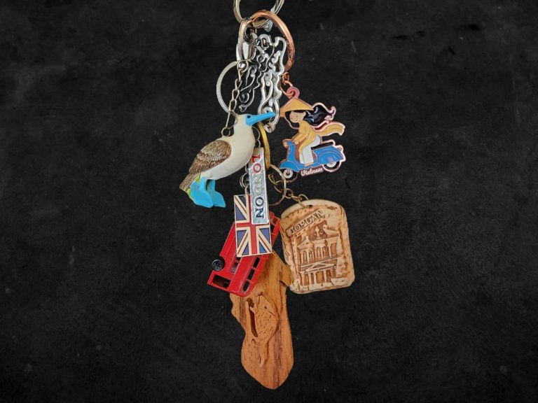 Collection of key chains from all over the world