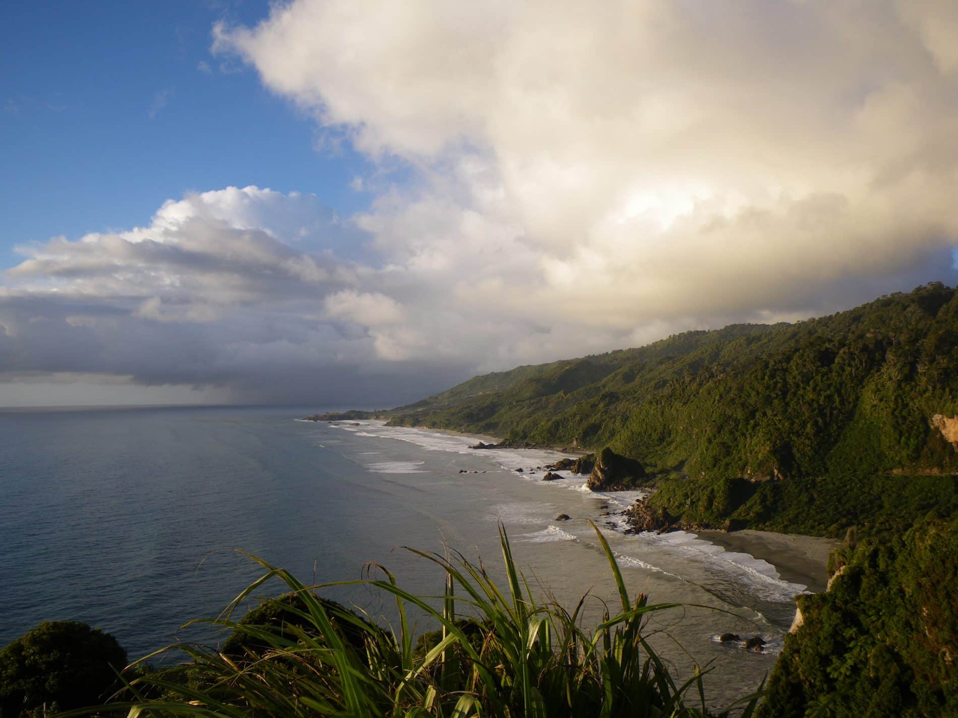 Rugged New Zealand southern island coastline from the Irimahuwhero lookout